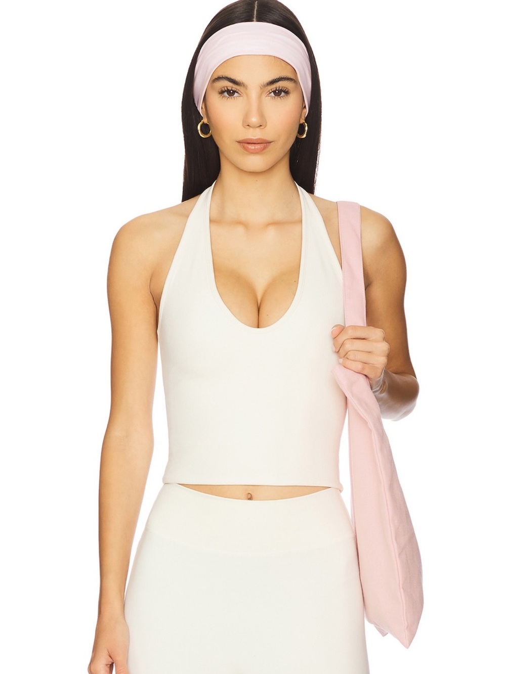 437 The Halter Tank Top in Crème -Small